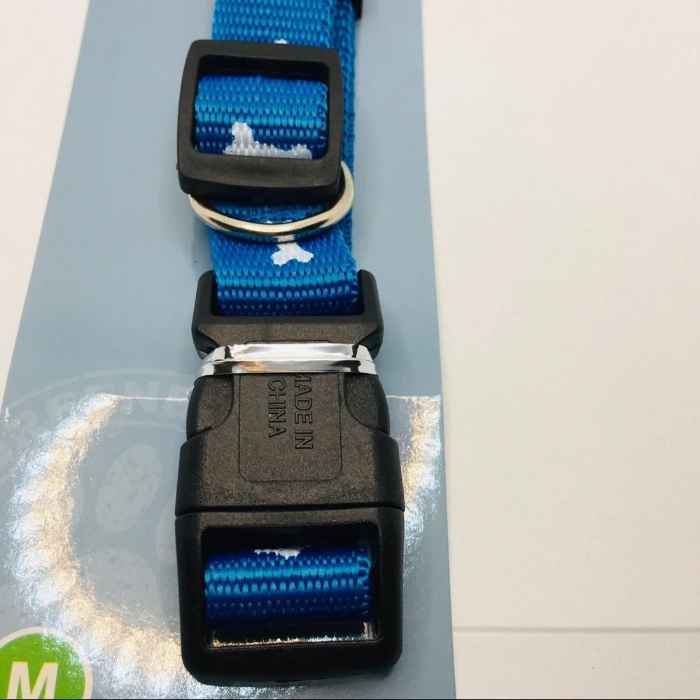 DOG COLLAR BLUE WITH BONES! SZ Med